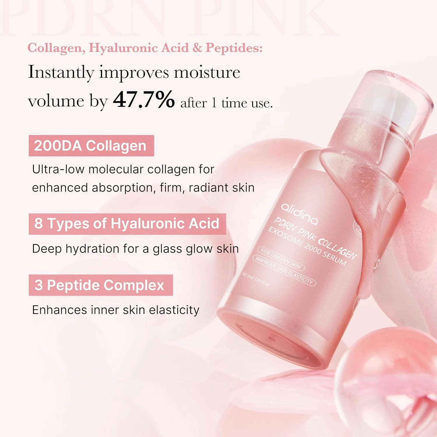 Y Korean Salmon PDRN Pink Collagen Exoso Serum 7500 PPM Uneven Skin Tone Pore Care Skin Quality Improvement Korean Skin Care