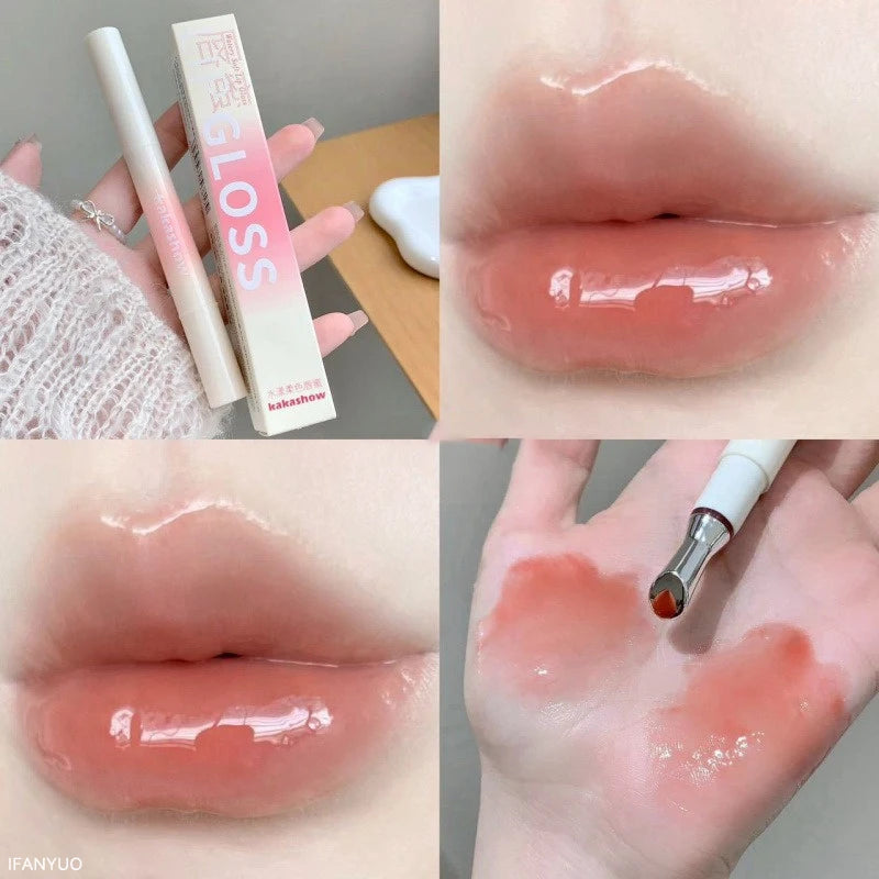 Watery Lip Gloss Iron Brush Head Jelly Lipgloss Moisturizing Lip Tint Lipstick Nature