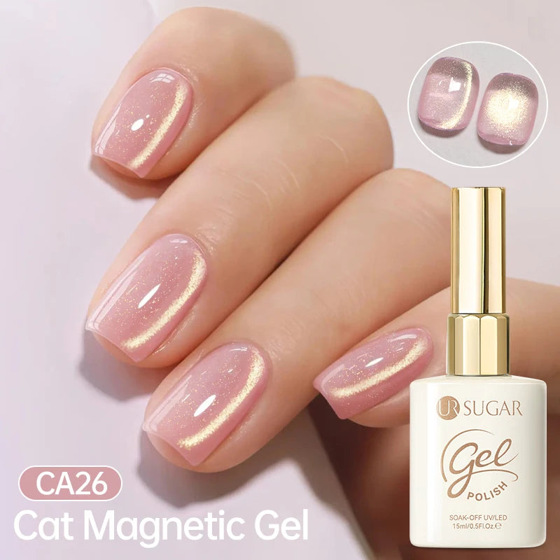 UR SUGAR 15ml Jelly Pink Cat Magnetic Gel Nail Polish Glitter ICE Soak Off Ceramic UV Gel