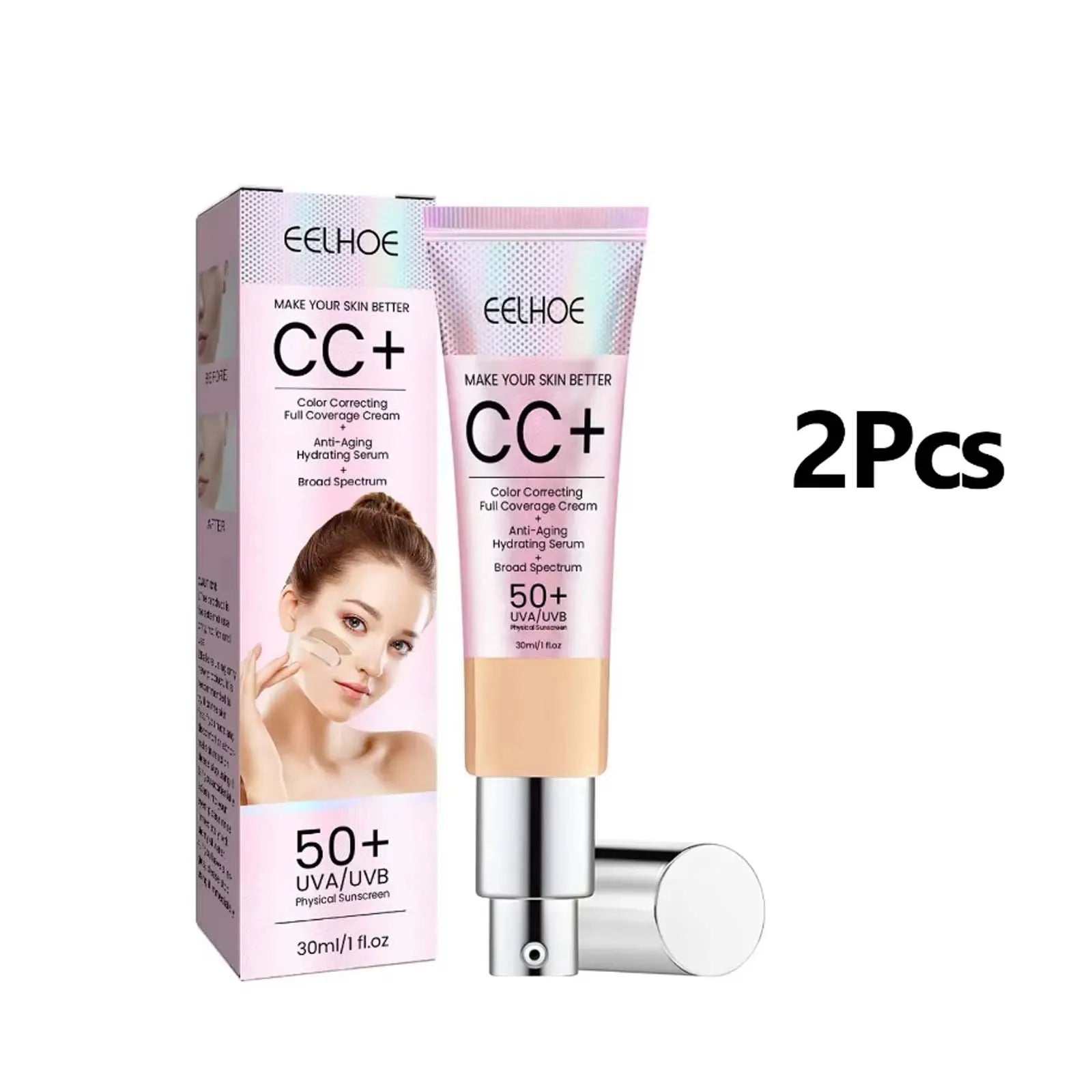 1/2/3pcs CC Cream Foundation Waterproof Brighten Moisturizing Foundation Concealer Oil-Control