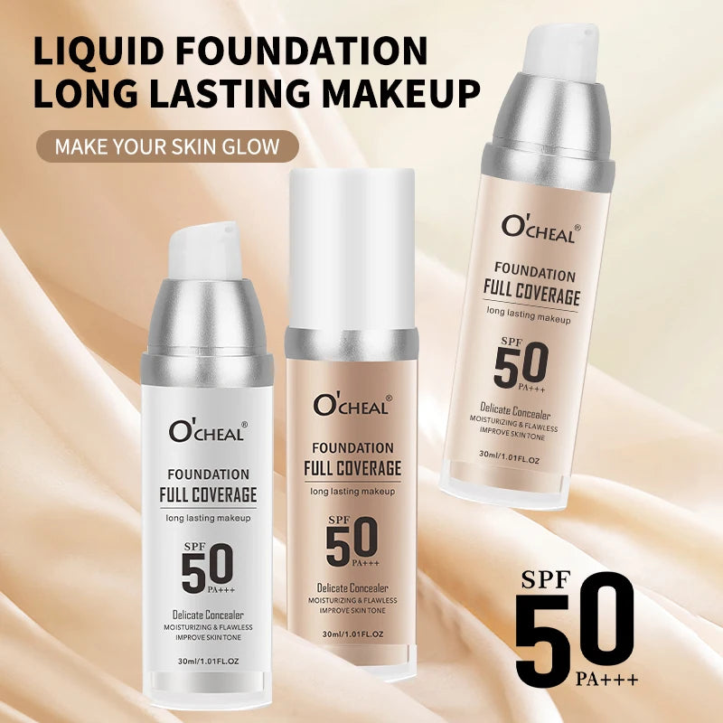 O‘CHEAL SPF50+ Liquid Foundation for Bright, Hydrated Skin