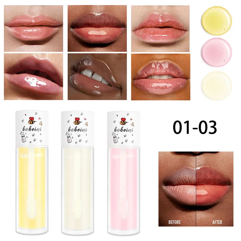 Water-gloss lip oil, honey-colored lip oil, moisturizing and hydrating