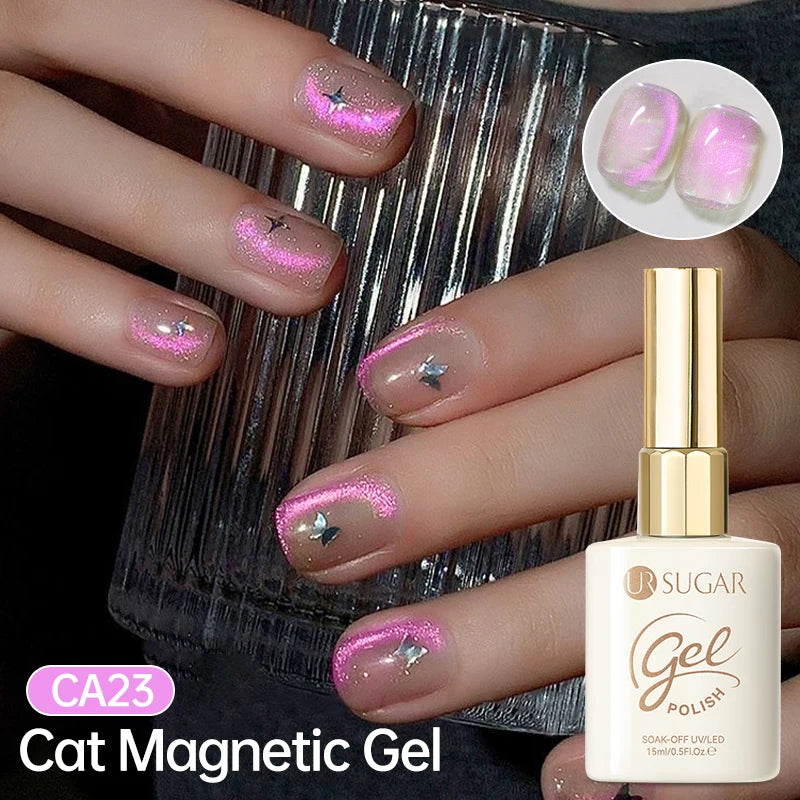 UR SUGAR 15ml Jelly Pink Cat Magnetic Gel Nail Polish Glitter ICE Soak Off Ceramic UV Gel