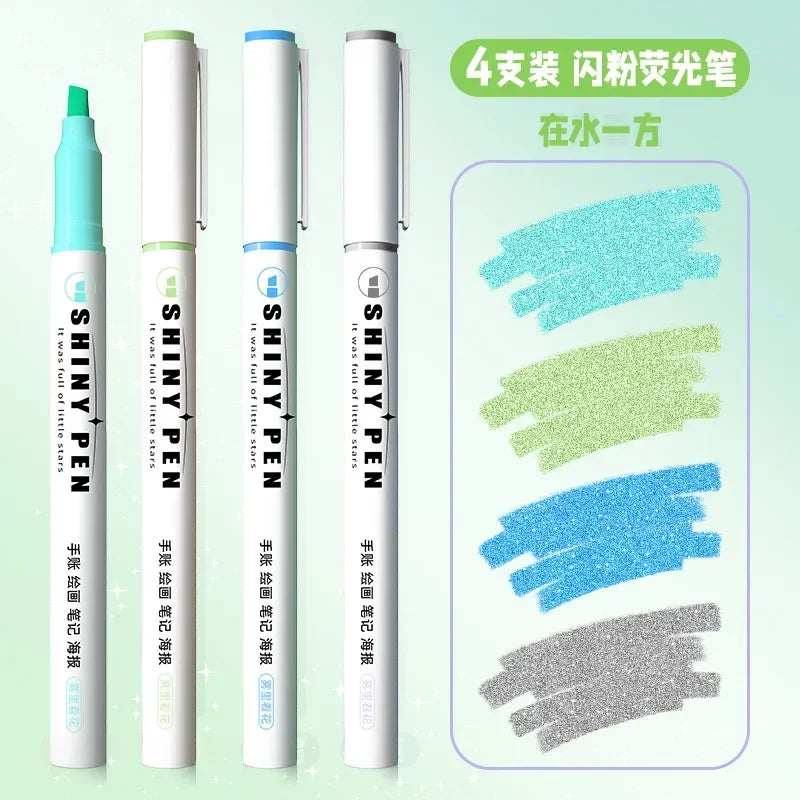 4pcs/set Aesthetic Star Glitter Highlighters