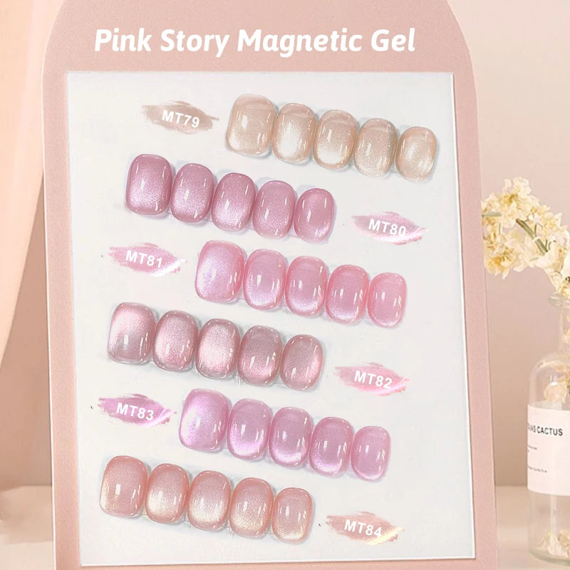 Pink Story Cat Magnetic Gel Nail Polish Nude Pink Gold Light Semi Permanent