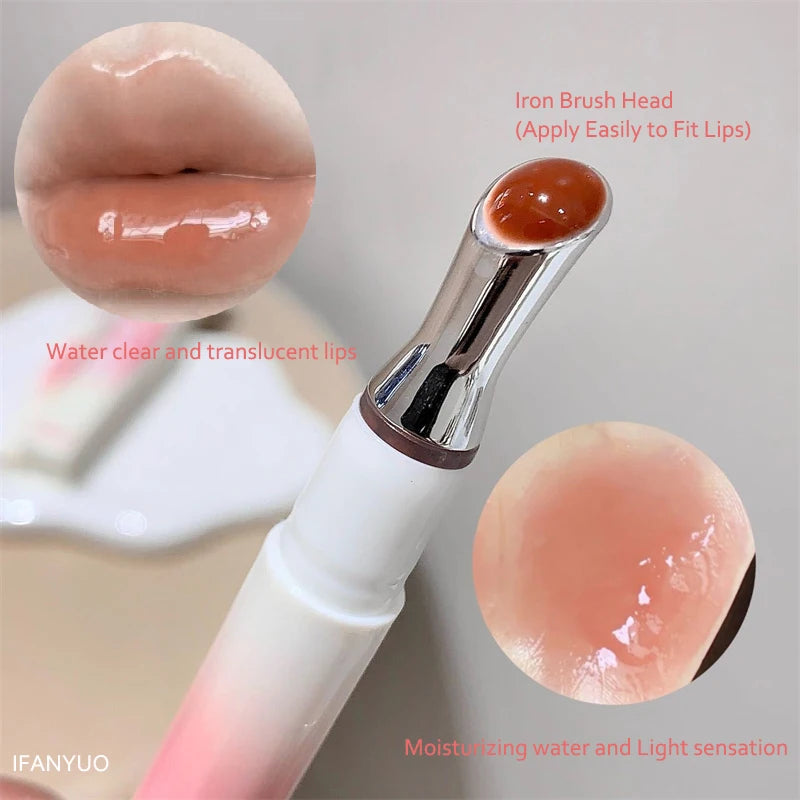 Watery Lip Gloss Iron Brush Head Jelly Lipgloss Moisturizing Lip Tint Lipstick Nature