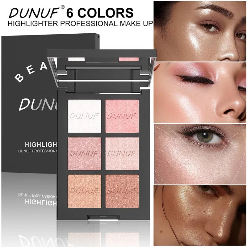 6-color Highlighter Contour Blusher Makeup Palette Long-lasting