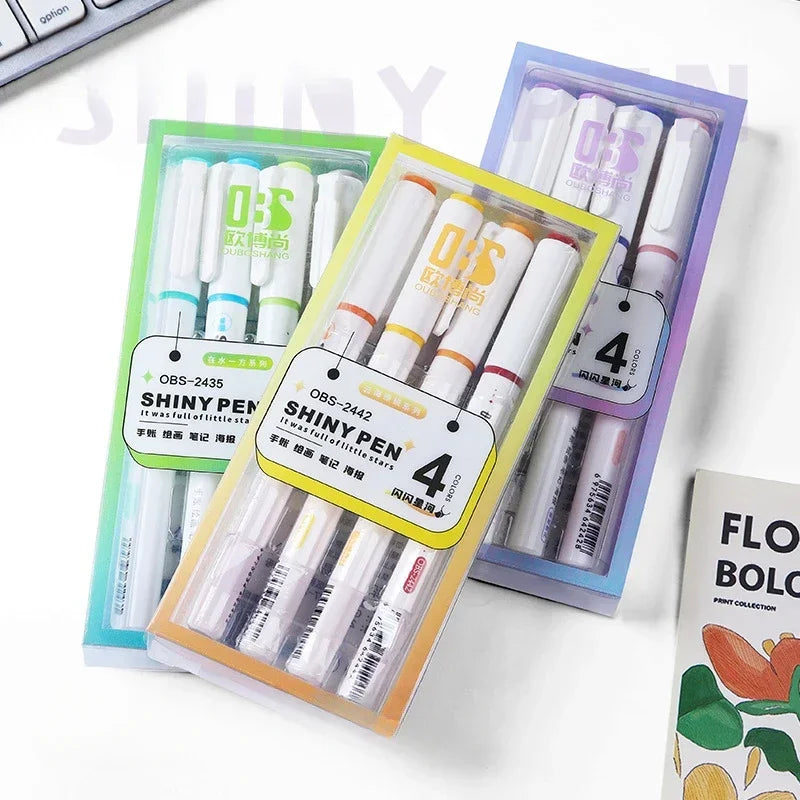 4pcs/set Aesthetic Star Glitter Highlighters