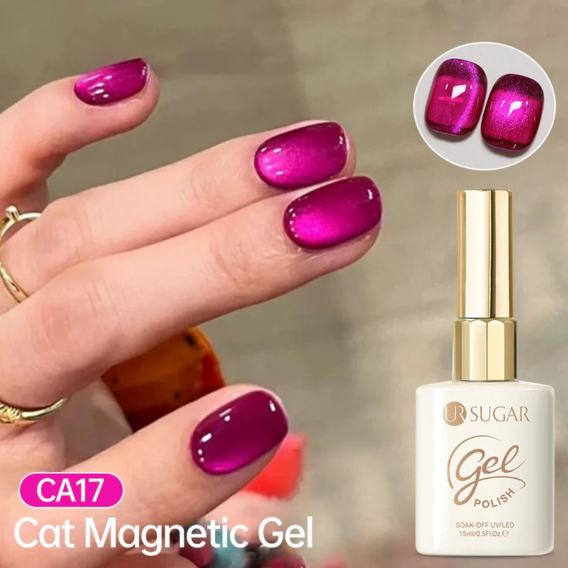 UR SUGAR 15ml Jelly Pink Cat Magnetic Gel Nail Polish Glitter ICE Soak Off Ceramic UV Gel