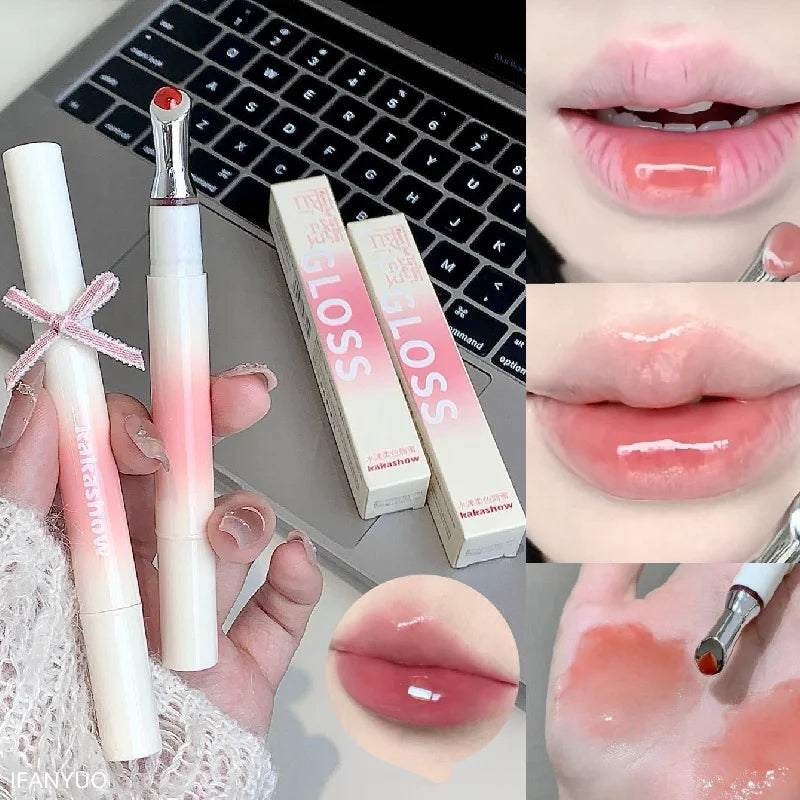 Watery Lip Gloss Iron Brush Head Jelly Lipgloss Moisturizing Lip Tint Lipstick Nature