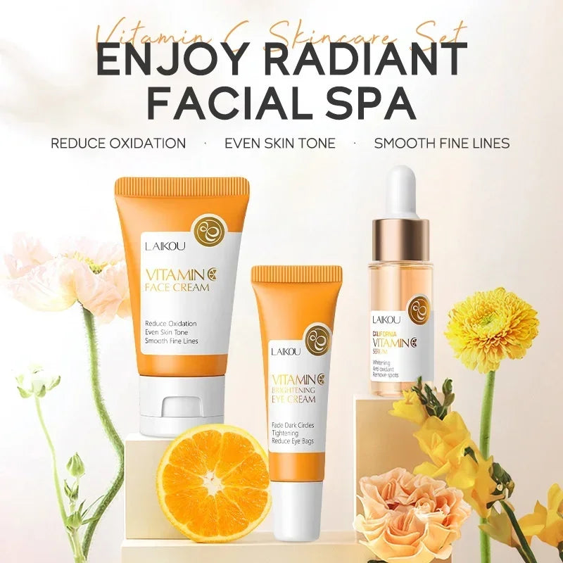 3pcs LAIKOU Vitamin C Facial Set Hydrating & Brightening
