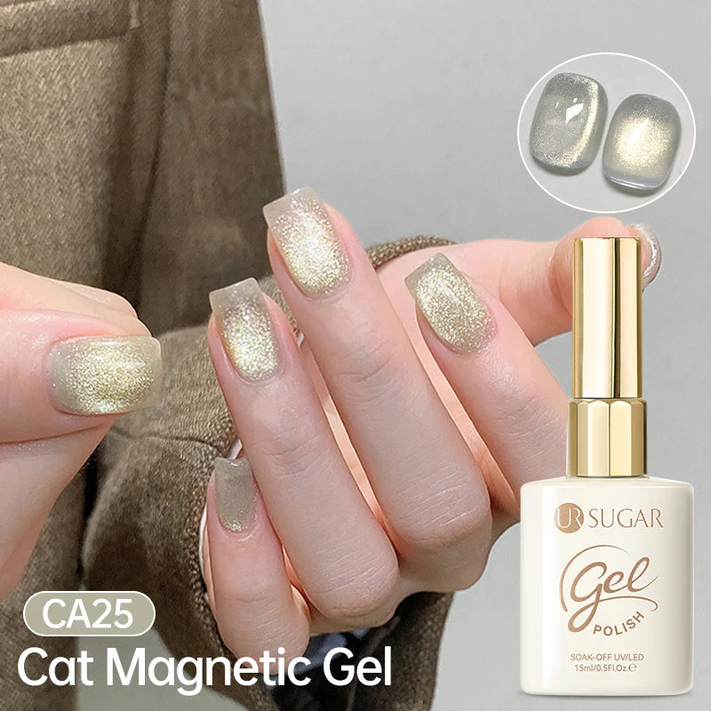 UR SUGAR 15ml Jelly Pink Cat Magnetic Gel Nail Polish Glitter ICE Soak Off Ceramic UV Gel