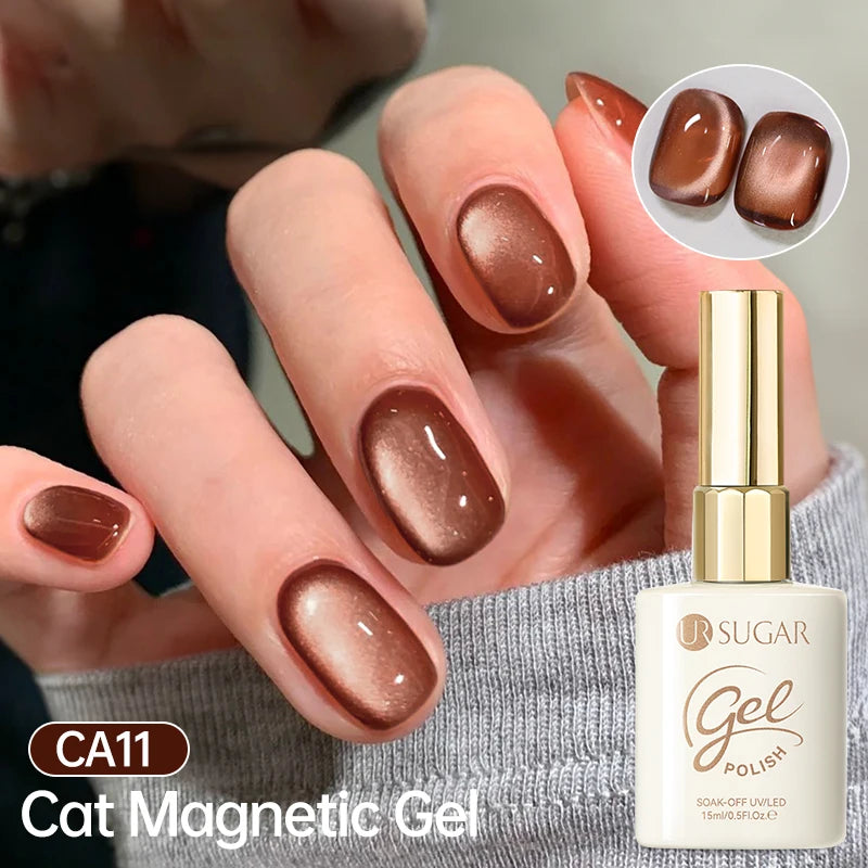 UR SUGAR 15ml Jelly Pink Cat Magnetic Gel Nail Polish Glitter ICE Soak Off Ceramic UV Gel