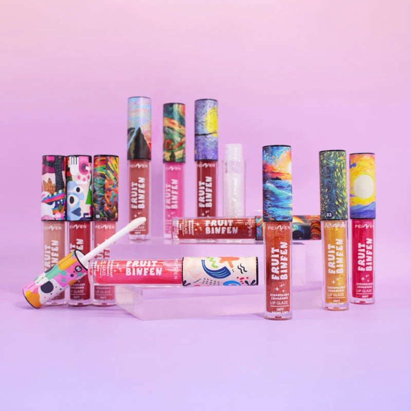 3pcs Oil Painting Lip Gloss Set,Mirror Water Glow Moisturizing Brighten Lipstick