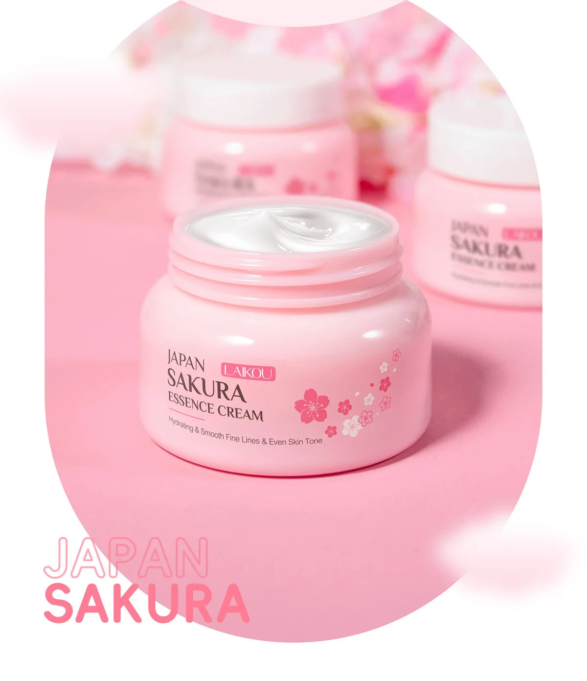 LAIKOU Japan Sakura Essence Cream Cherry Blossom Facial Cream Moisturizing Brighten Skin Care 60g