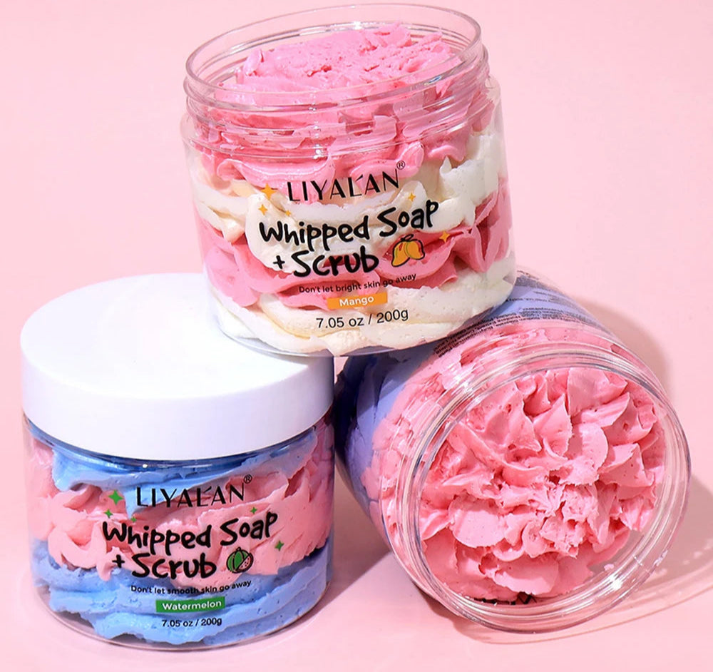 Whipped Soap Body Wash Rainbow Scrub Moisturizing Exfoliating Vegan Handmade