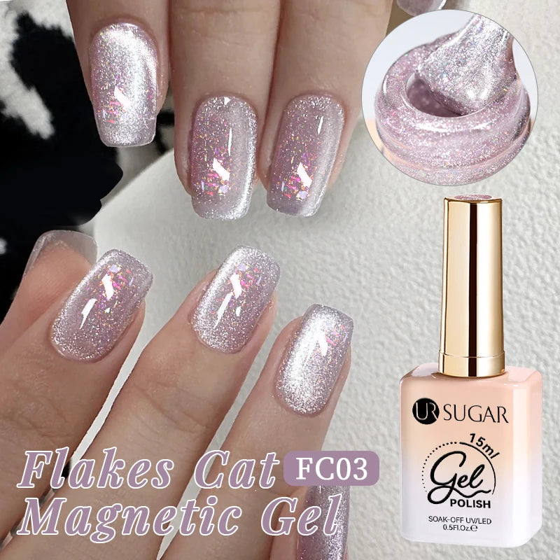 UR SUGAR 15ml Jelly Pink Cat Magnetic Gel Nail Polish Glitter ICE Soak Off Ceramic UV Gel