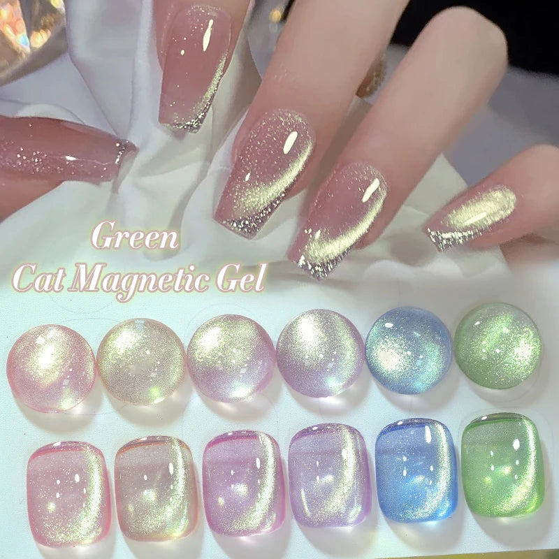 BORN PRETTY 10ml Green Cat Magnetic Gel Holographic UV