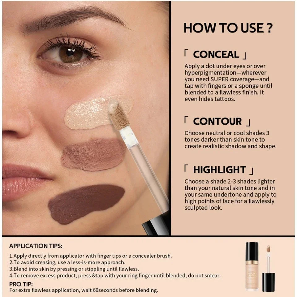 Super Coverage Concealer Multi-Use Cream Oil Free Long Lasting Hydrating Cover Contour Highlight
