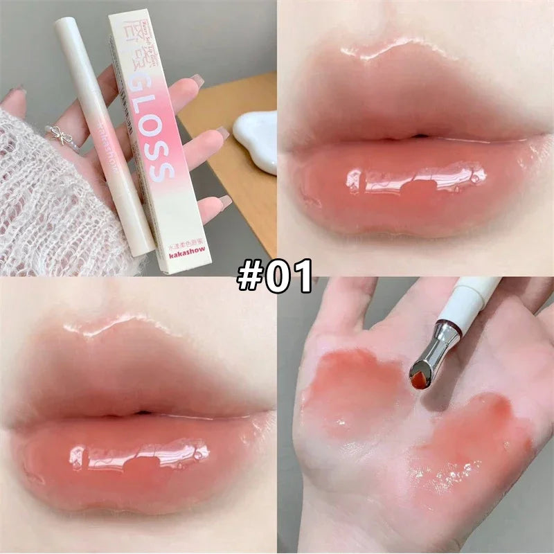 Watery Lip Gloss Iron Brush Head Jelly Lipgloss Moisturizing Lip Tint Lipstick Nature