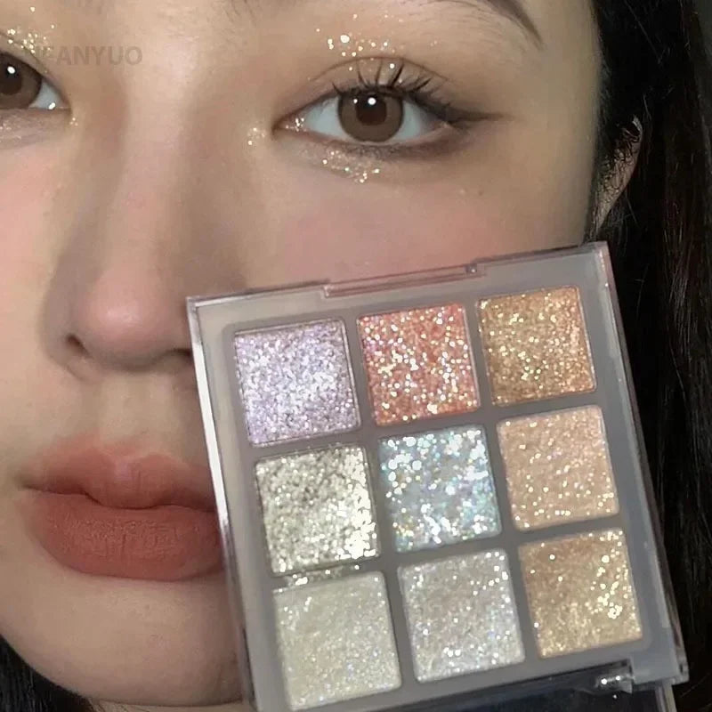 9Colors Glitter Eyeshadow Palette Earth Color Pearlescent Eye Shadow Shimmer