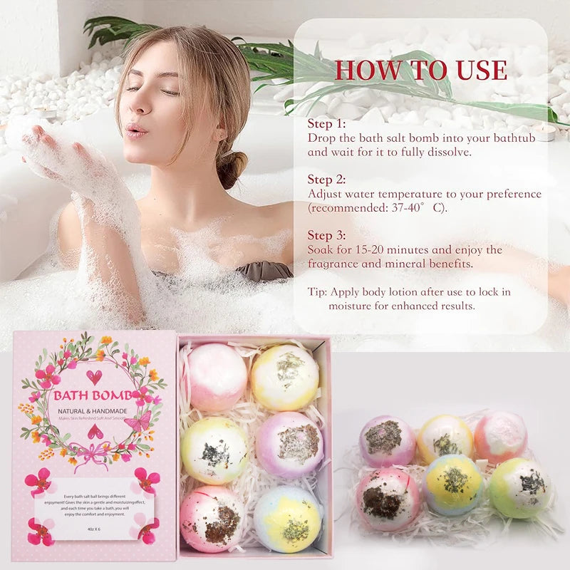 6PCS Bath Bomb Gift Set - Spa Gift for Her & Him
