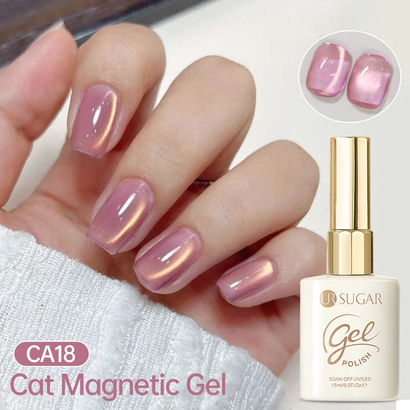 UR SUGAR 15ml Jelly Pink Cat Magnetic Gel Nail Polish Glitter ICE Soak Off Ceramic UV Gel