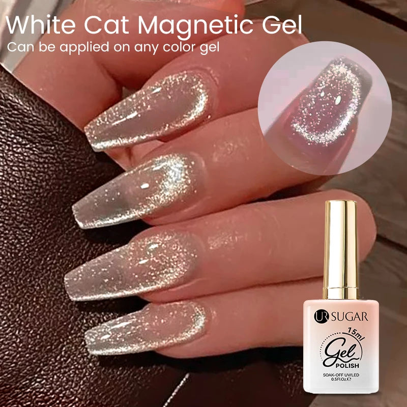 UR SUGAR 15ml Jelly Pink Cat Magnetic Gel Nail Polish Glitter ICE Soak Off Ceramic UV Gel