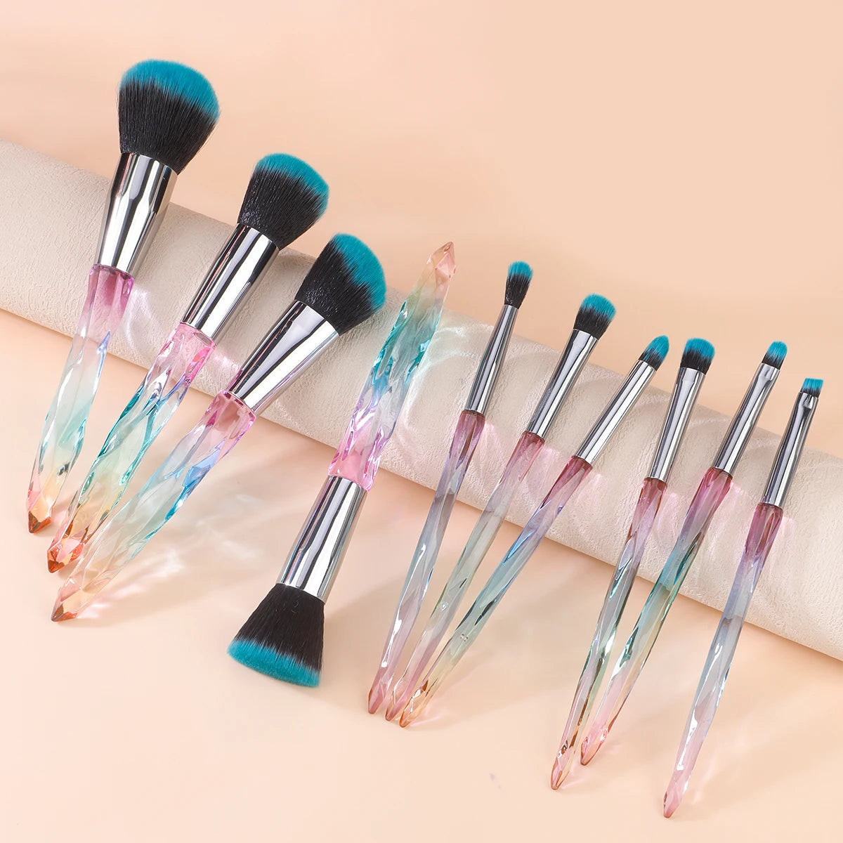 Crystal Handle Makeup Brush Set – 10pcs Professional Kit Vervelle