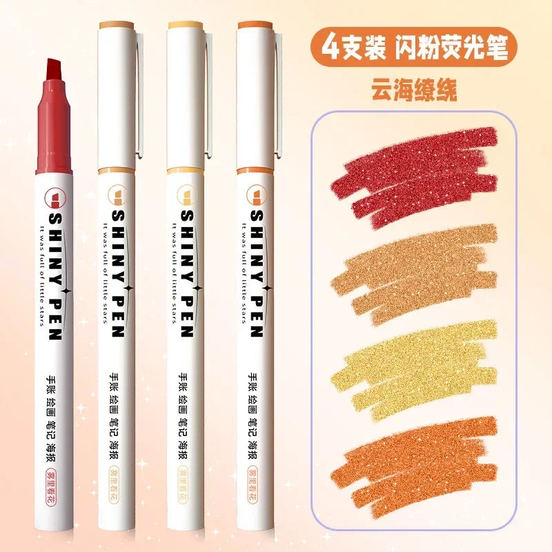 4pcs/set Aesthetic Star Glitter Highlighters