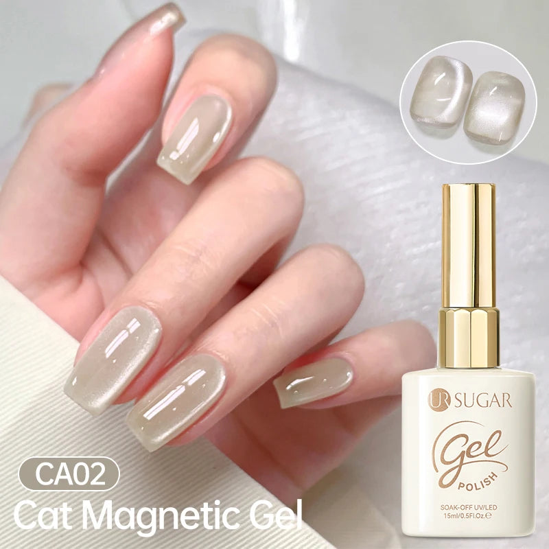 UR SUGAR 15ml Jelly Pink Cat Magnetic Gel Nail Polish Glitter ICE Soak Off Ceramic UV Gel