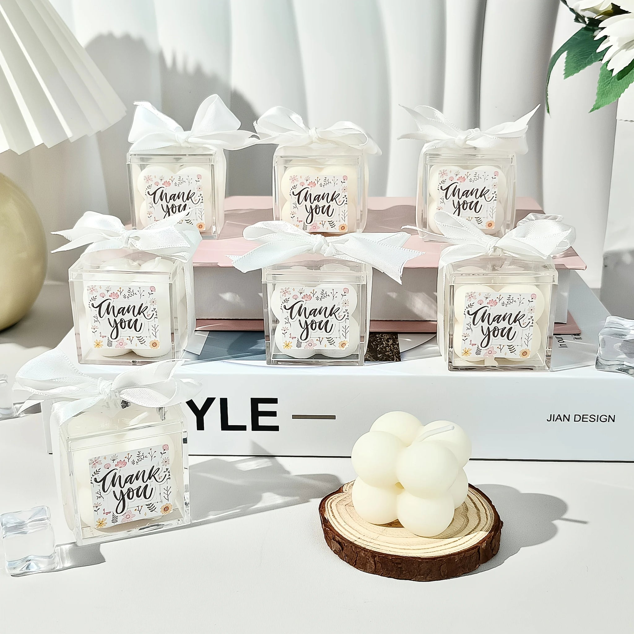 8 Sets Mini Cube Candles – Bridal & Baby Shower Favors