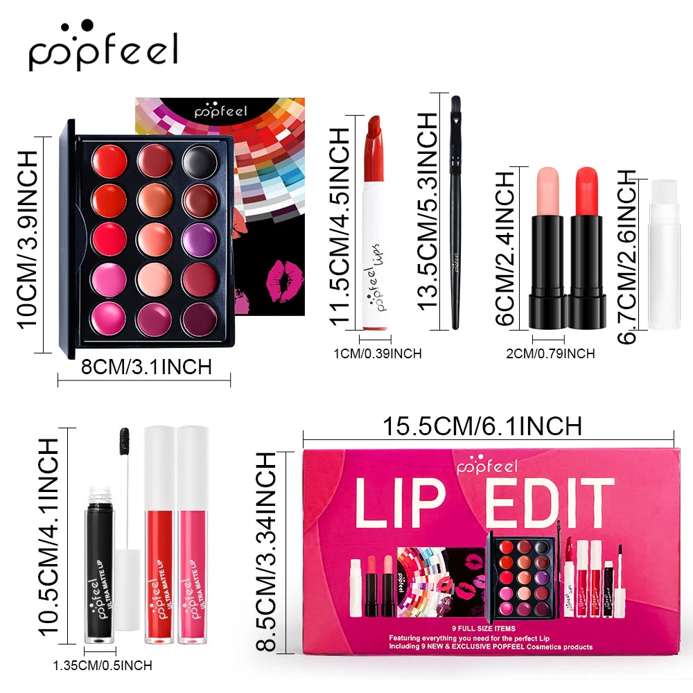 POPFEEL Lip Edit Set – Lip Kit with Liner & Gloss