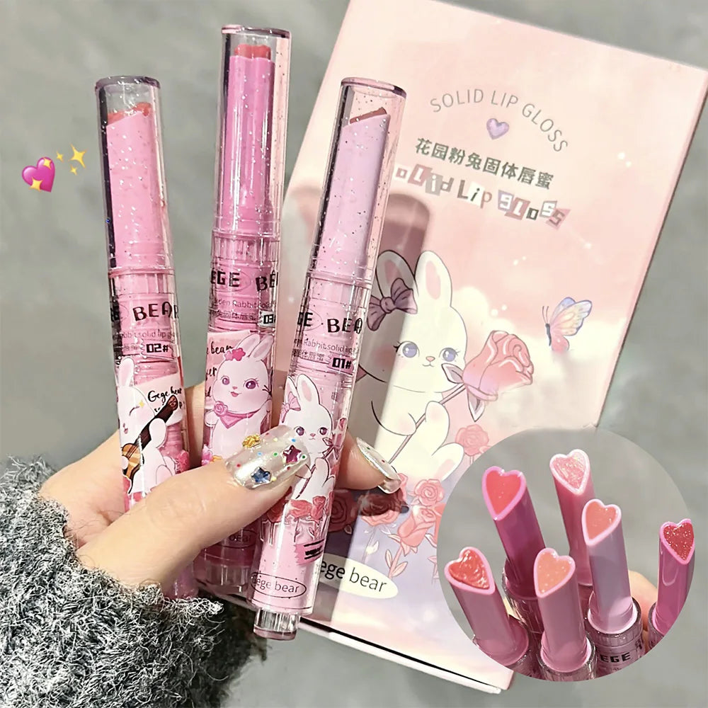 Gege Bear Garden Pink Rabbit Solid Lip Gloss Moisturizing