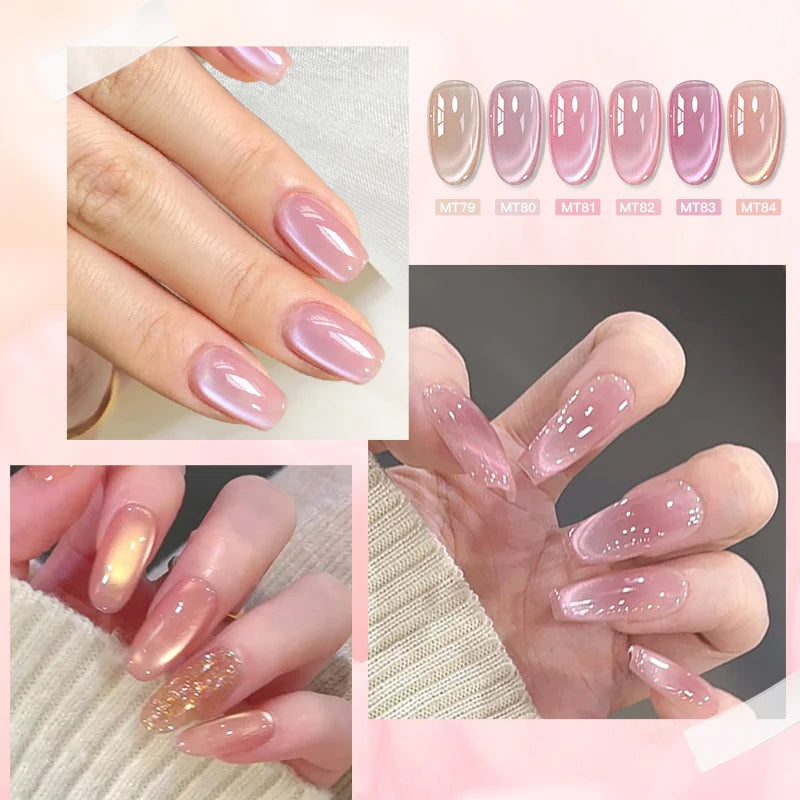 Pink Story Cat Magnetic Gel Nail Polish Nude Pink Gold Light Semi Permanent