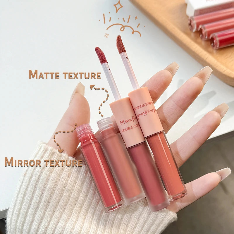 Matte Mirror Double Ended Lip Gloss Velvet Texture