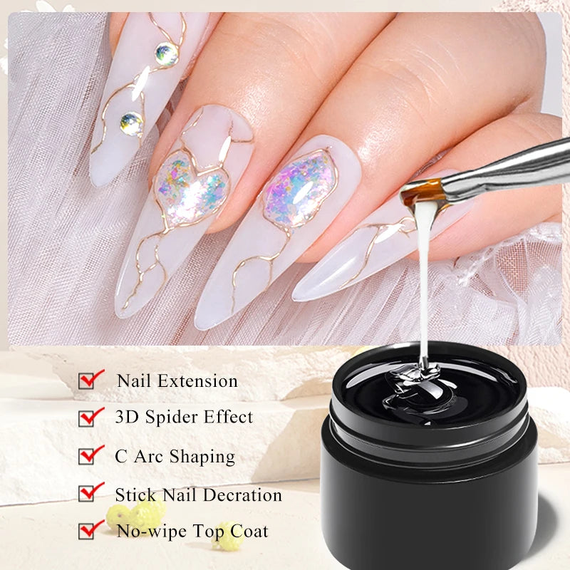 Mtssii 5 in 1 Glue Gel Reinforcement Gel No Wipe Top Coat Nail Art Soak Off UV