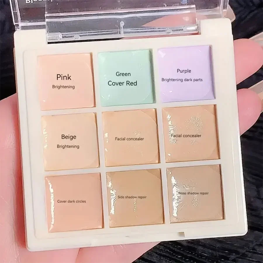 9-Color Waterproof Concealer Palette for Dark Circles