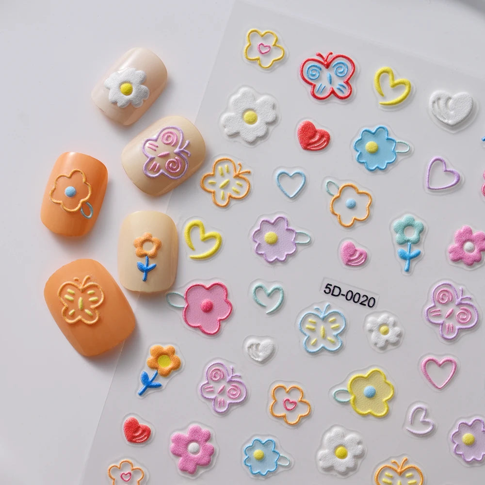 1PC 5D Macaron Flower & Fruit Nail Charms Sticker
