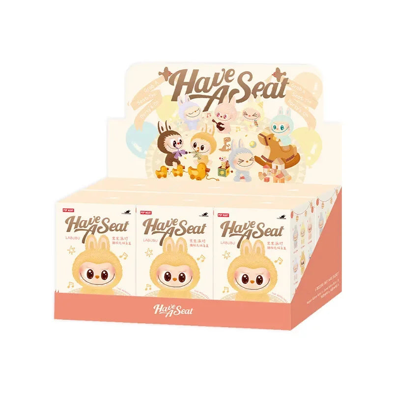 Authentic Pop Mart Labubu Sitting Party Series Vinyl Plush Blind Box Figurine Pendant
