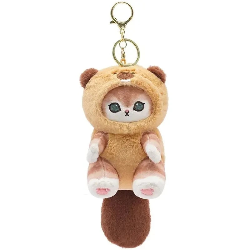 Kawaii Keychain Pendant Cartoon Mofusand Shark Cat Cross-Dressing doll Backpack Decor Toys