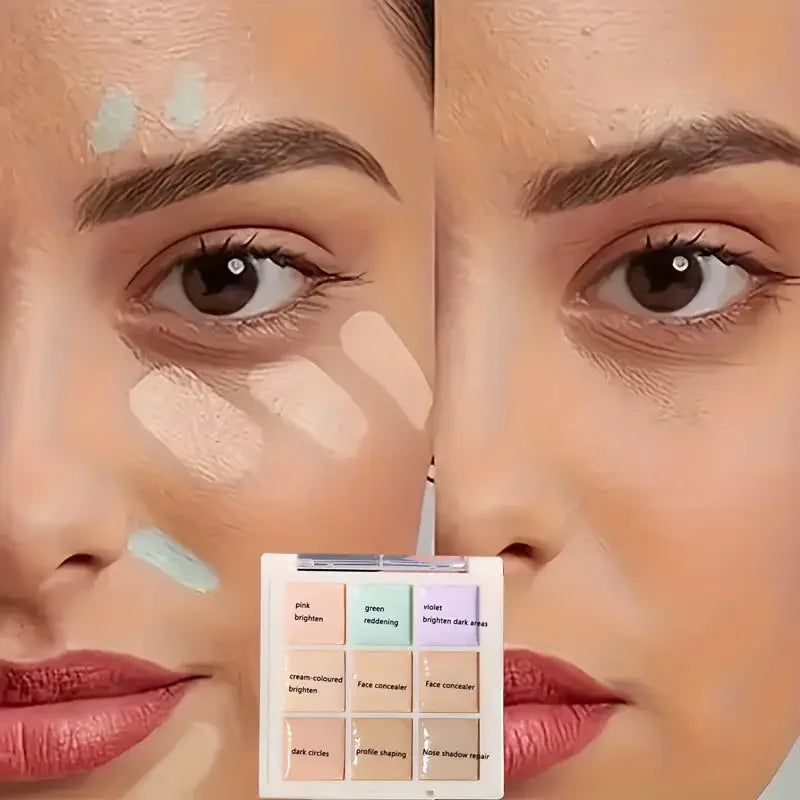 9-Color Waterproof Concealer Palette for Dark Circles