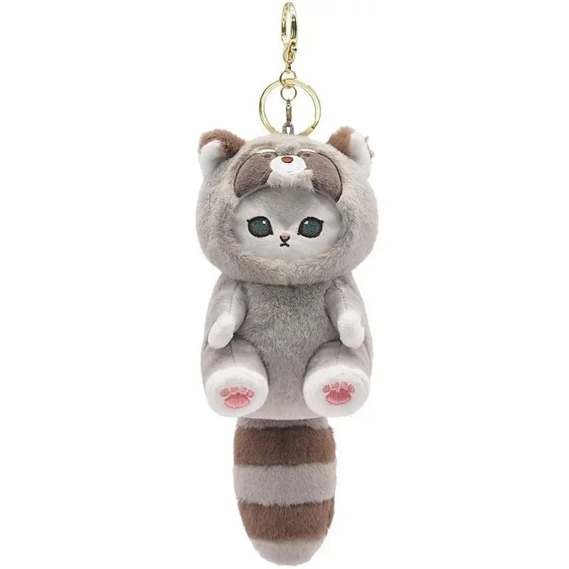 Kawaii Keychain Pendant Cartoon Mofusand Shark Cat Cross-Dressing doll Backpack Decor Toys