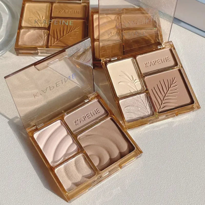 Matte Highlighter Bronzers Palette Face Shading Grooming Powder Long-Lasting Makeup