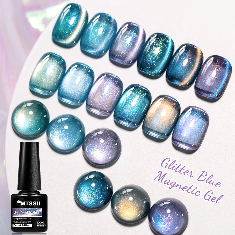 Auroras Glitter Blue Cat Magnetic Gel Nail Polish Jelly Glass Bead Effect Magnetic Gel Soak Off UV LED Painting Vanrish Manicure