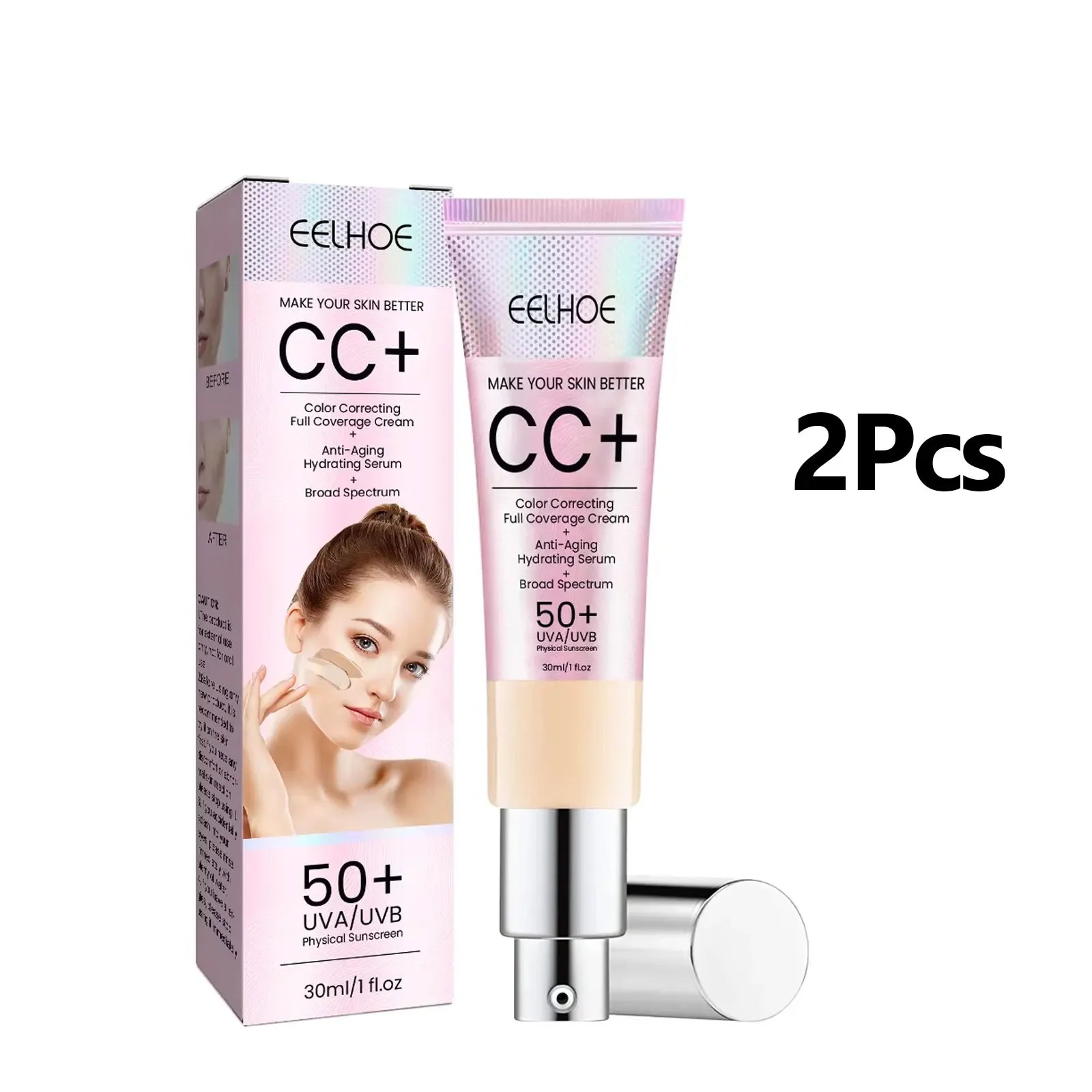 1/2/3pcs CC Cream Foundation Waterproof Brighten Moisturizing Foundation Concealer Oil-Control