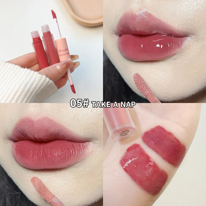 Matte Mirror Double Ended Lip Gloss Velvet Texture
