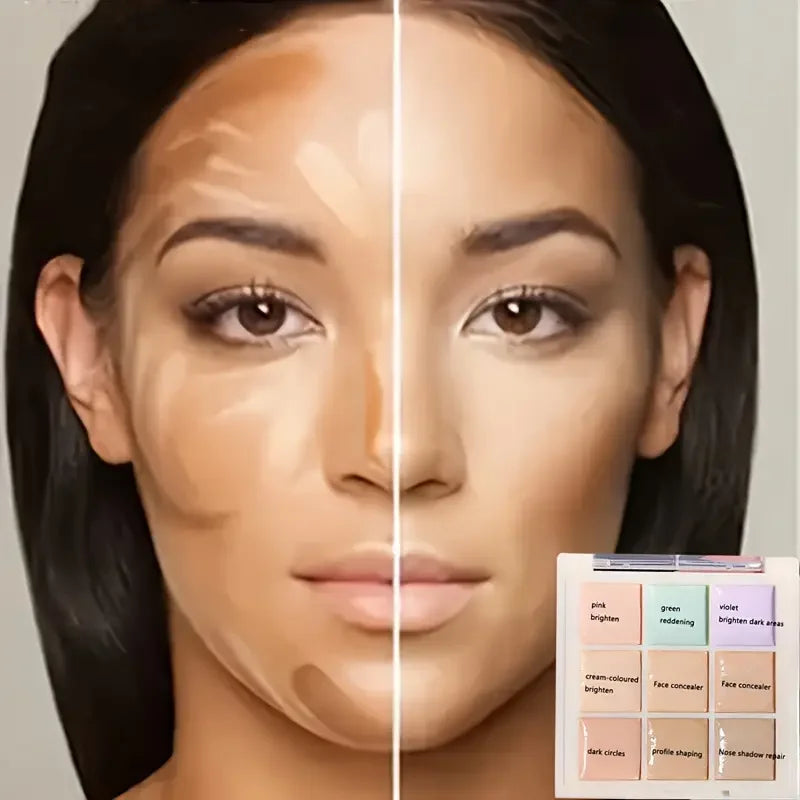 9-Color Waterproof Concealer Palette for Dark Circles
