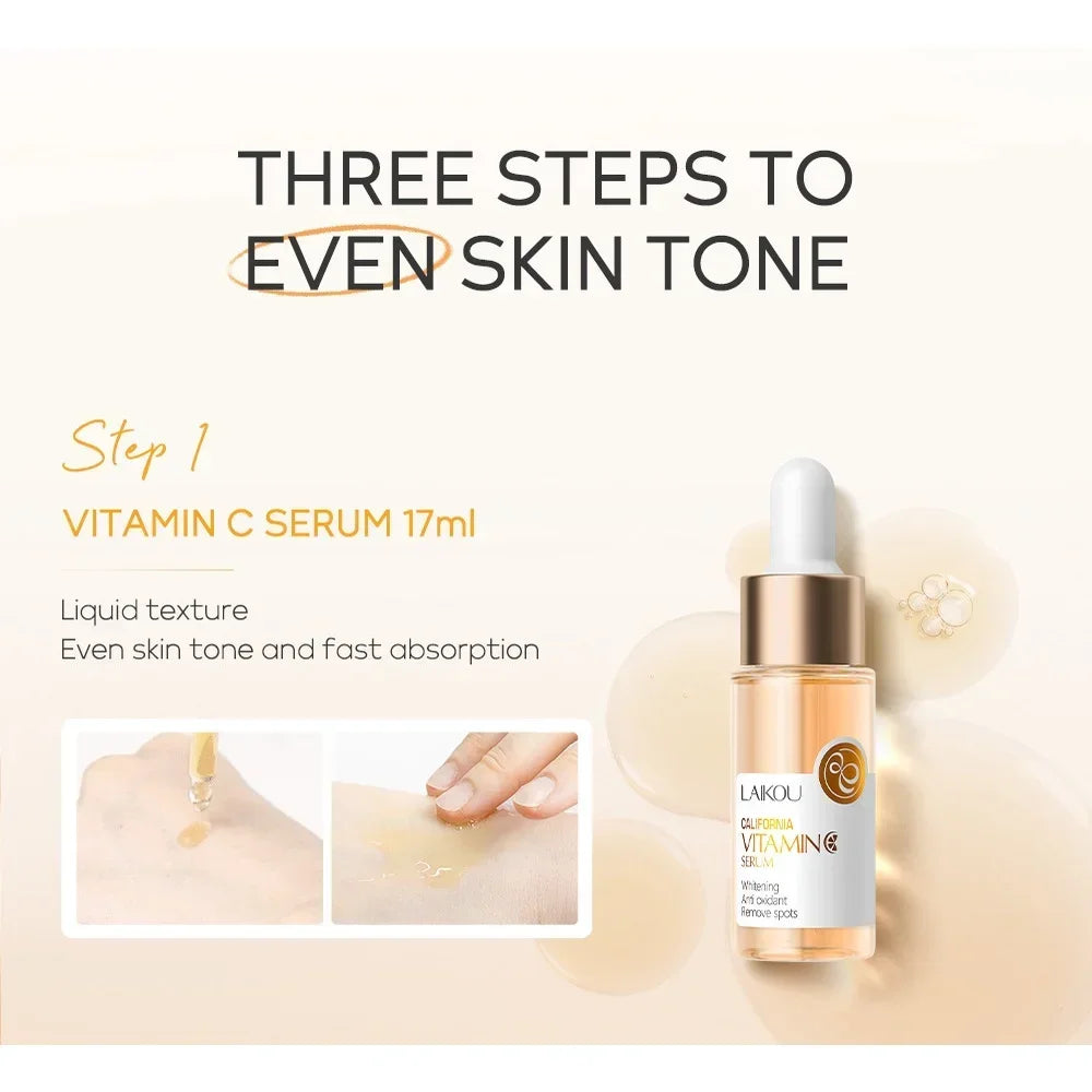 3pcs LAIKOU Vitamin C Facial Set Hydrating & Brightening