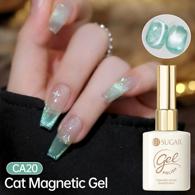 UR SUGAR 15ml Jelly Pink Cat Magnetic Gel Nail Polish Glitter ICE Soak Off Ceramic UV Gel